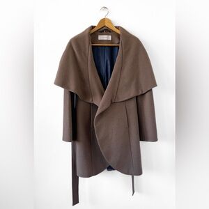 Tahari Coat with Oversized Collar/Hood - Light Brown